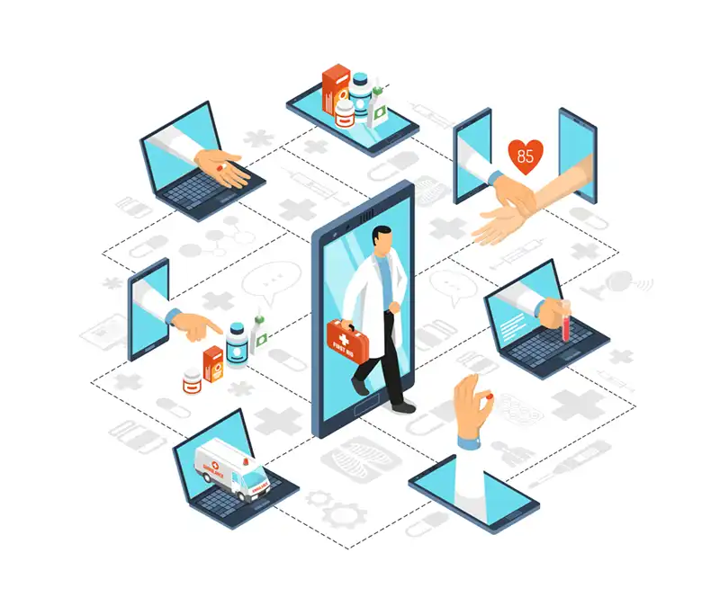 Healthcare interoperability platform illustration