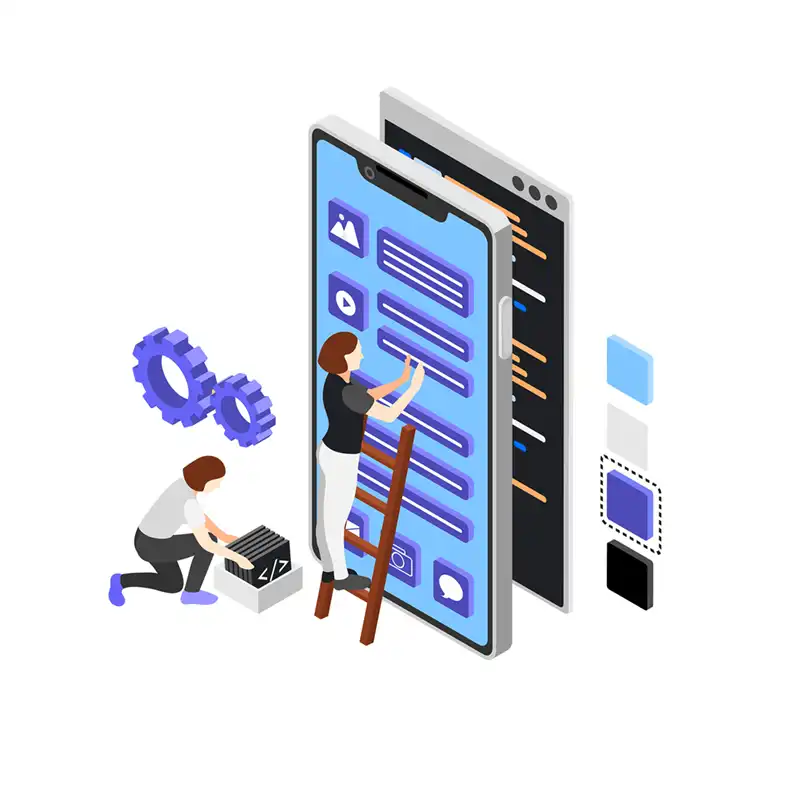 Mobile app development solutions illustration