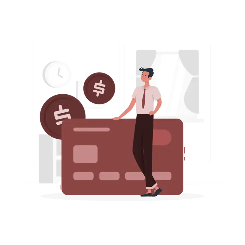 Digital and physical payment card services illustration